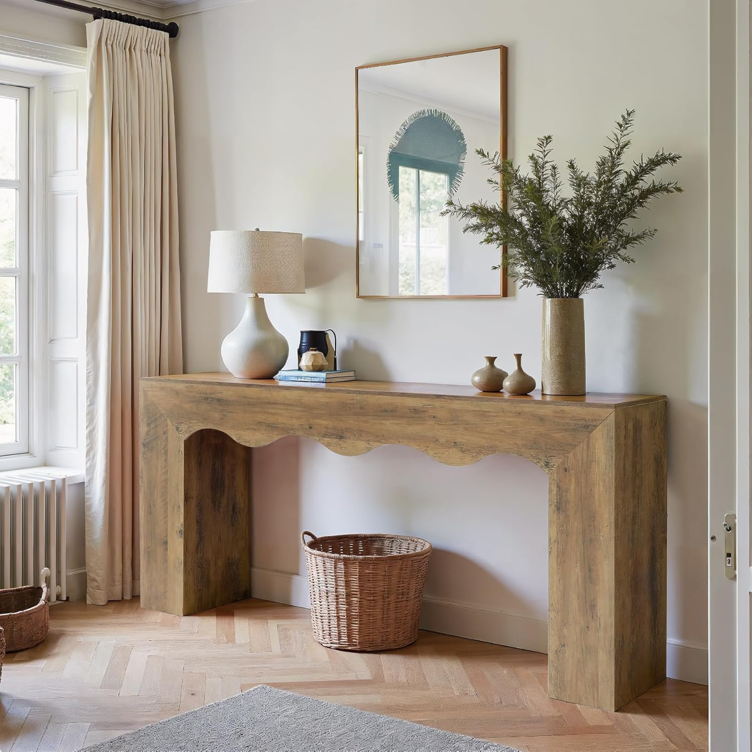 63" Farmhouse Console Table, Wooden Couch Table - Canva Home