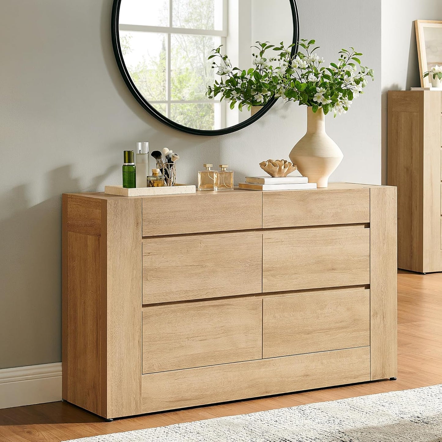Modern 6 Drawers Dresser, 54” Wide Chest of Drawers with Handleless - Canva Home