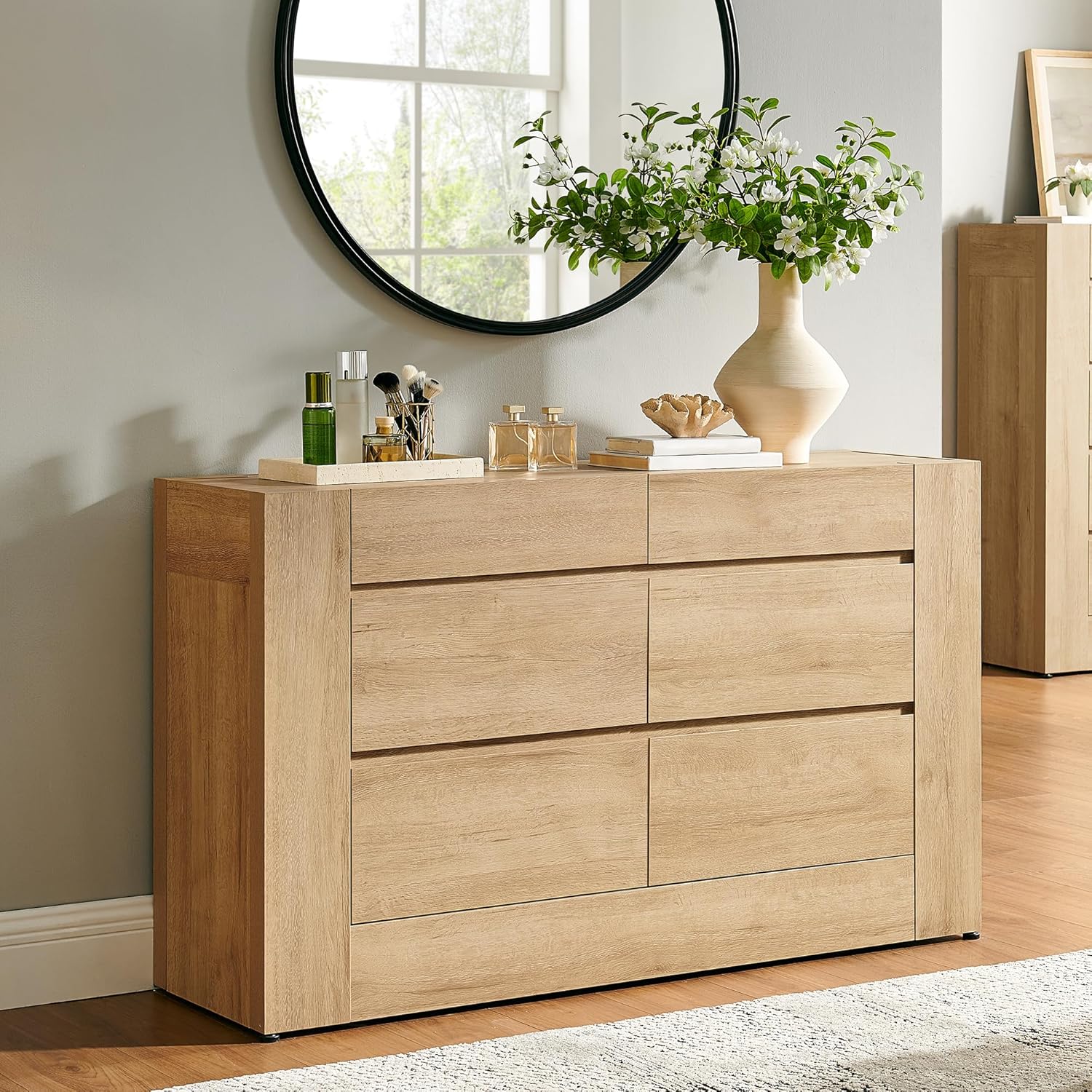 Modern 6 Drawers Dresser, 54” Wide Chest of Drawers with Handleless - Canva Home
