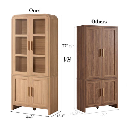 Vintagearth 77" Tall Pantry Cabinet - Canva Home