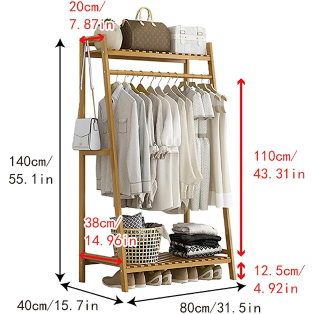 Large Duty Wood Wardrobe Clothes Rack