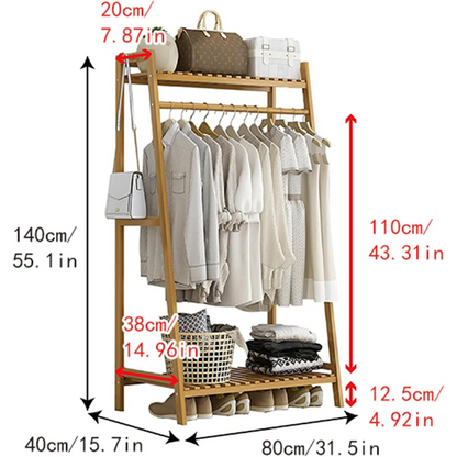 Large Duty Wood Wardrobe Clothes Rack