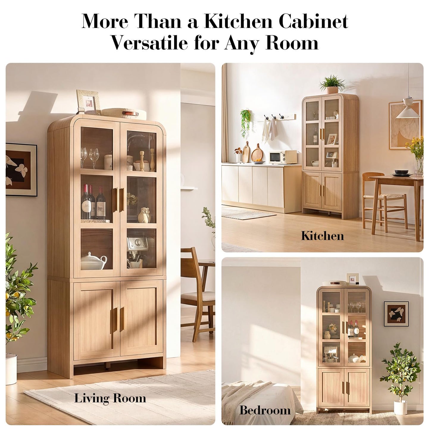 Vintagearth 77" Tall Pantry Cabinet - Canva Home