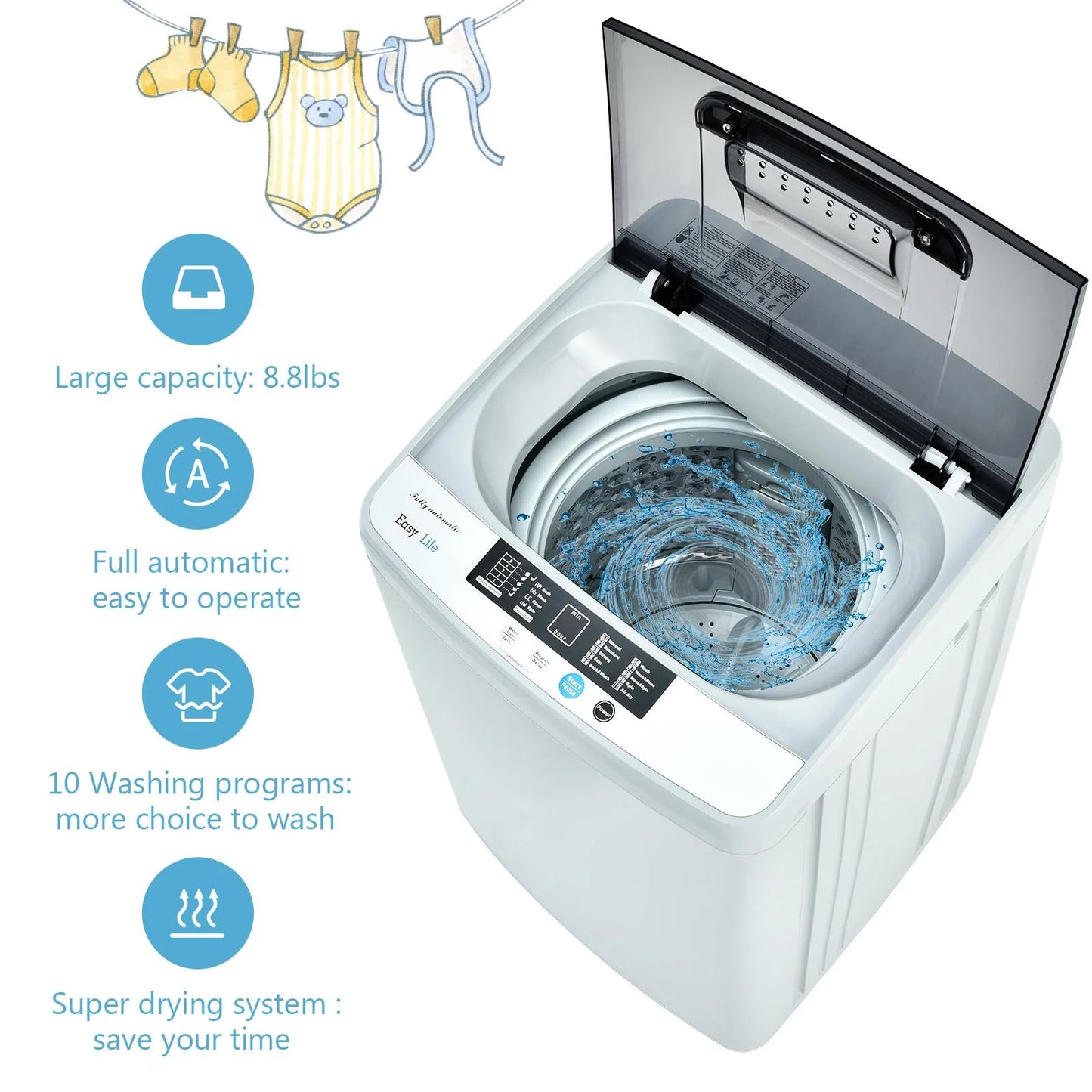 8.8lbs Full Auto Portable Washer & Dryer Combo