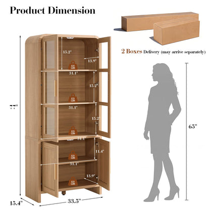 Vintagearth 77" Tall Pantry Cabinet - Canva Home