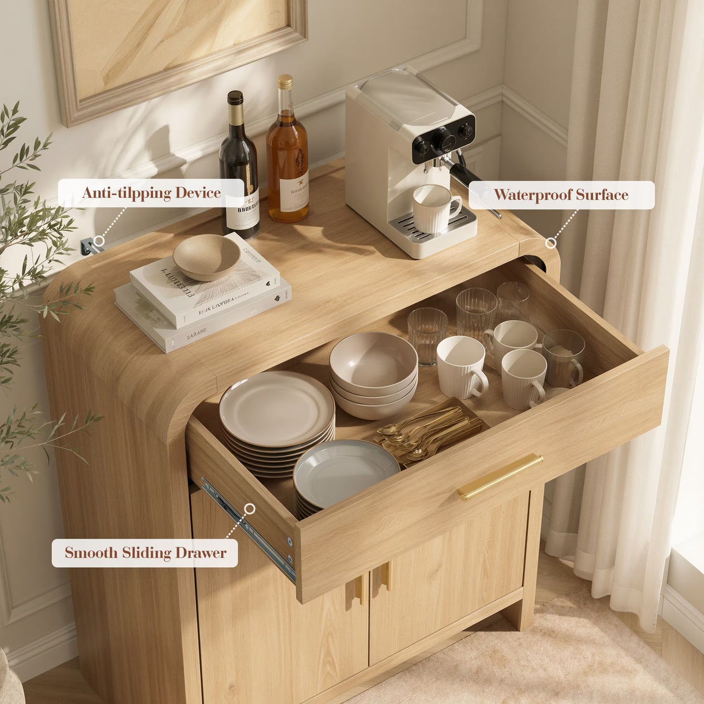 31.3" Sideboard Buffet Cabinet