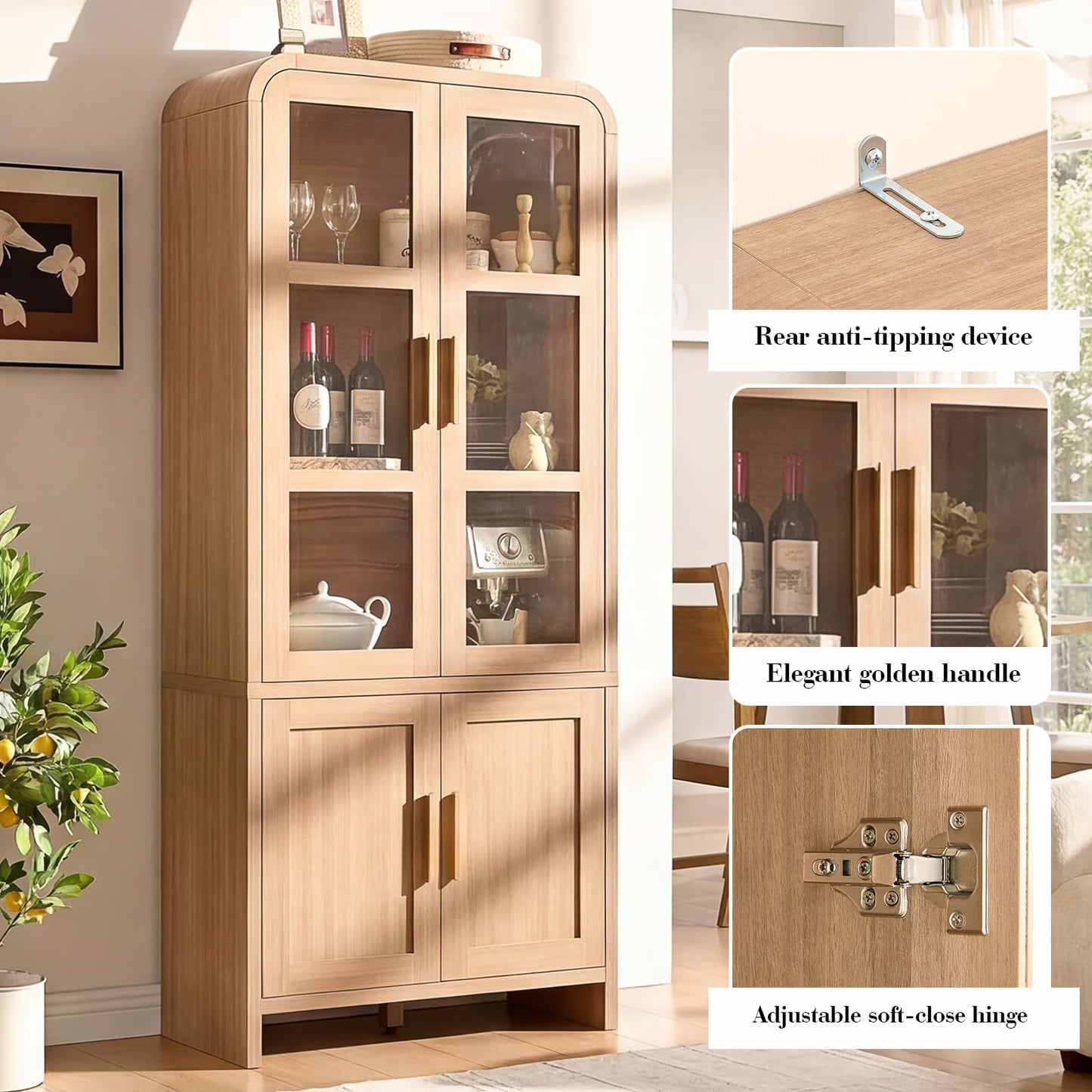 Vintagearth 77" Tall Pantry Cabinet - Canva Home