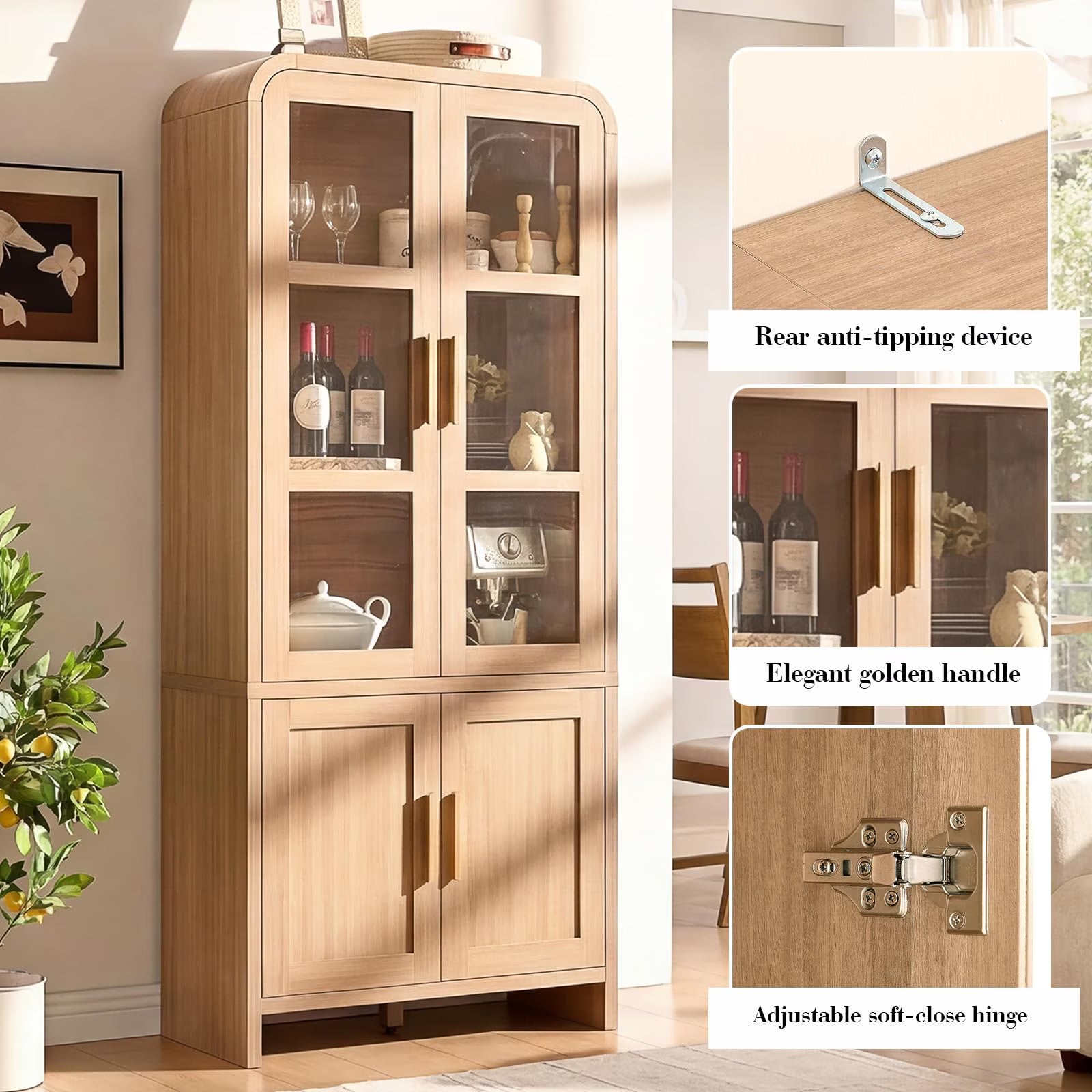Vintagearth 77" Tall Pantry Cabinet - Canva Home