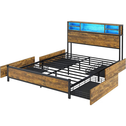 Otto Plateform Bed Frame With Storage & Light