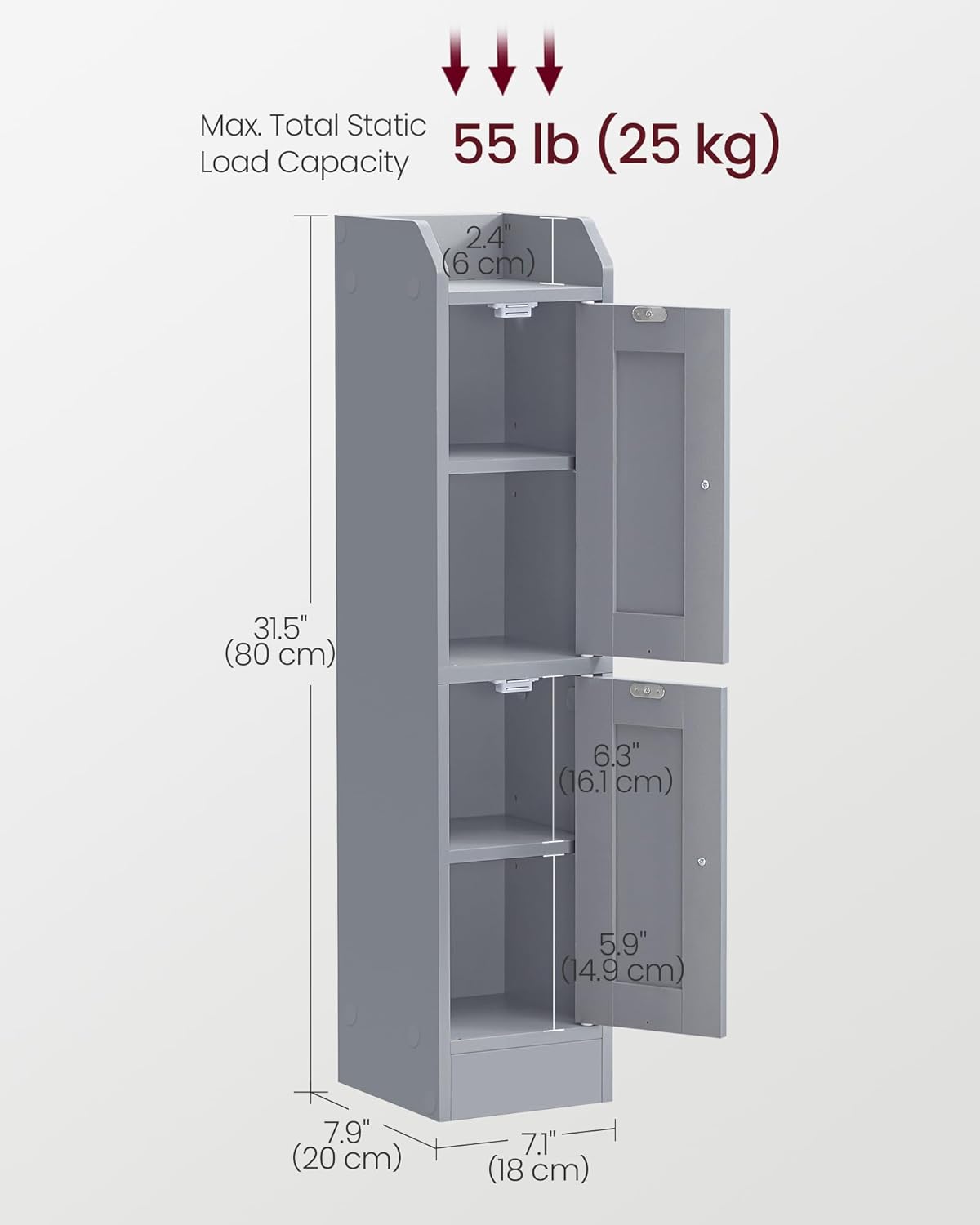 Slim Storage Cabinet with Reversible Doors