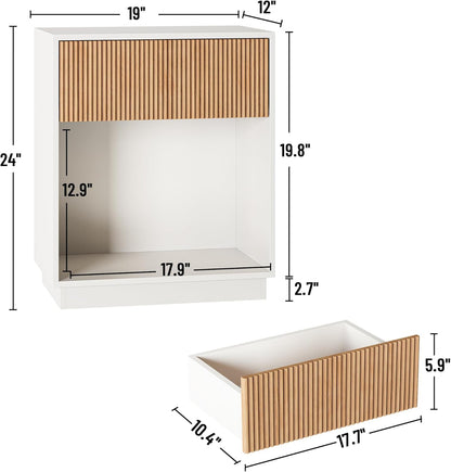 Modern Bedside Table with Drawer Set of 2 - Canva Home
