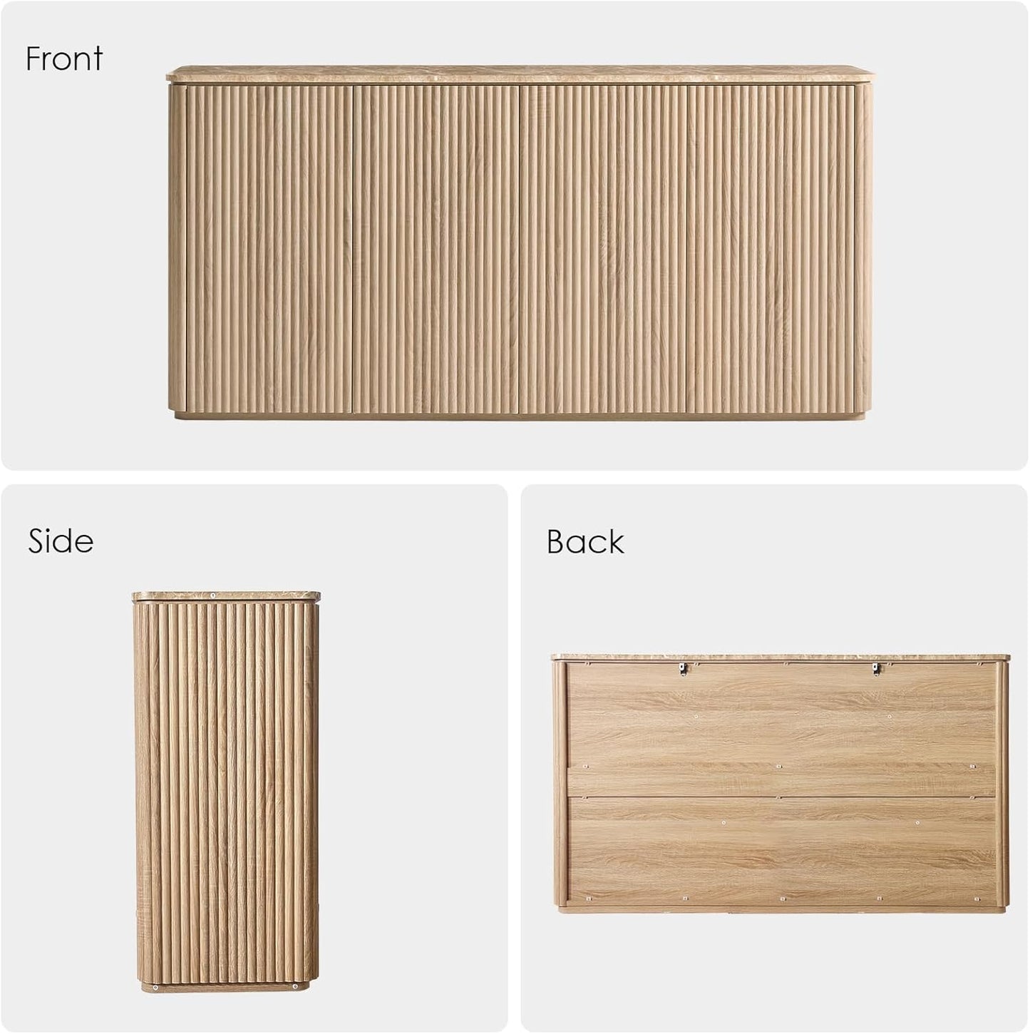64" Fluted 4-Door Sideboard Cabinet - Canva Home