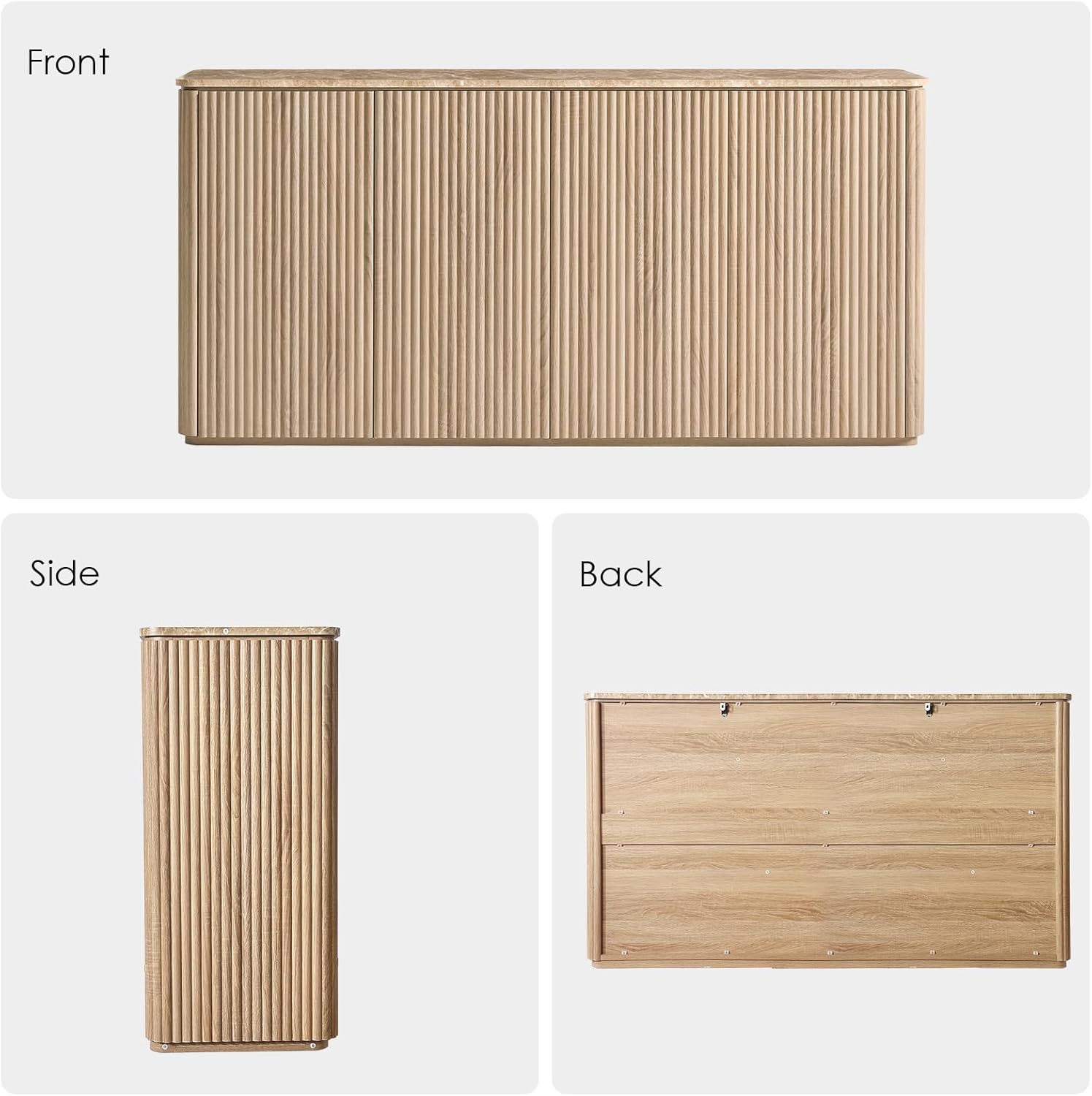 64" Fluted 4-Door Sideboard Cabinet - Canva Home
