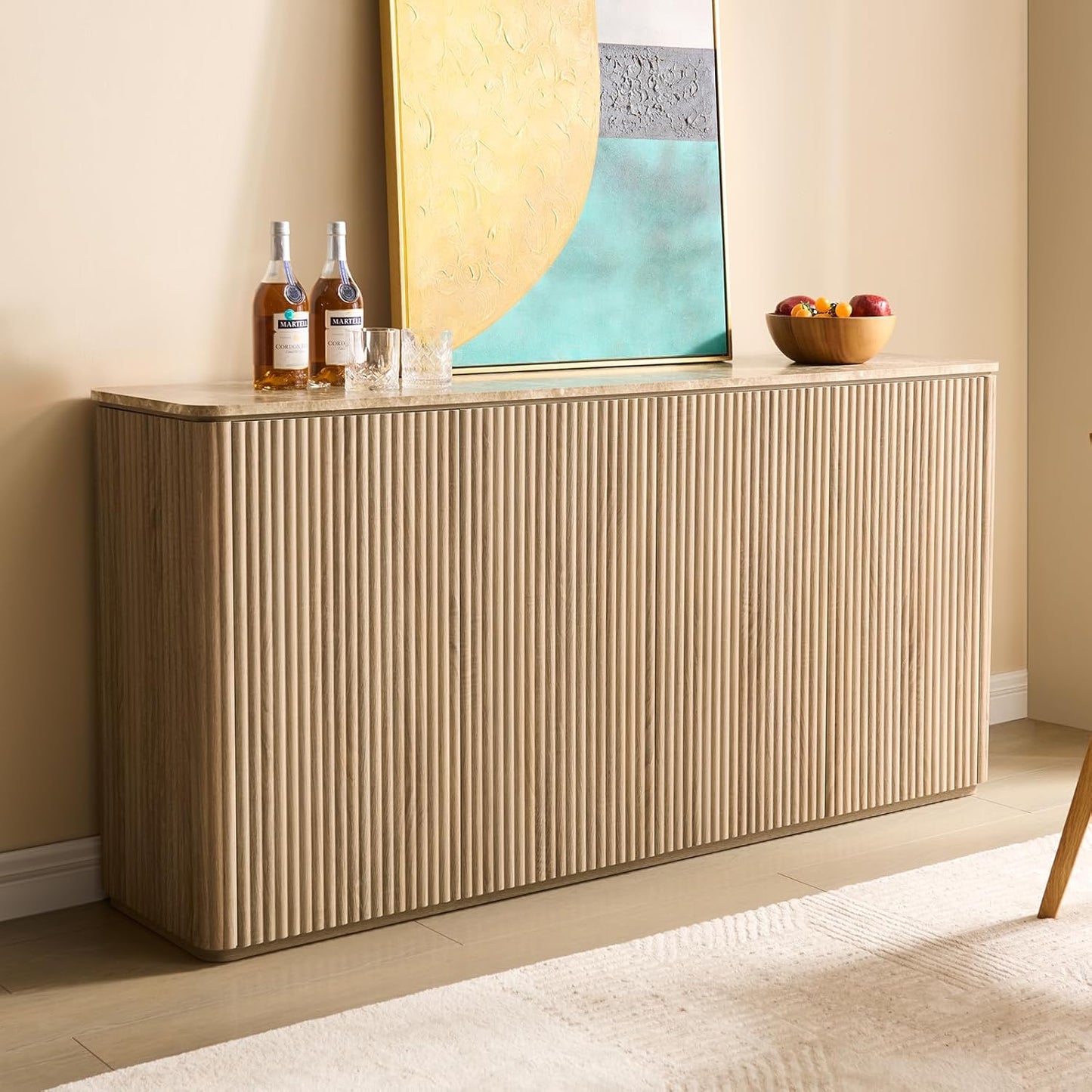 64" Fluted 4-Door Sideboard Cabinet - Canva Home