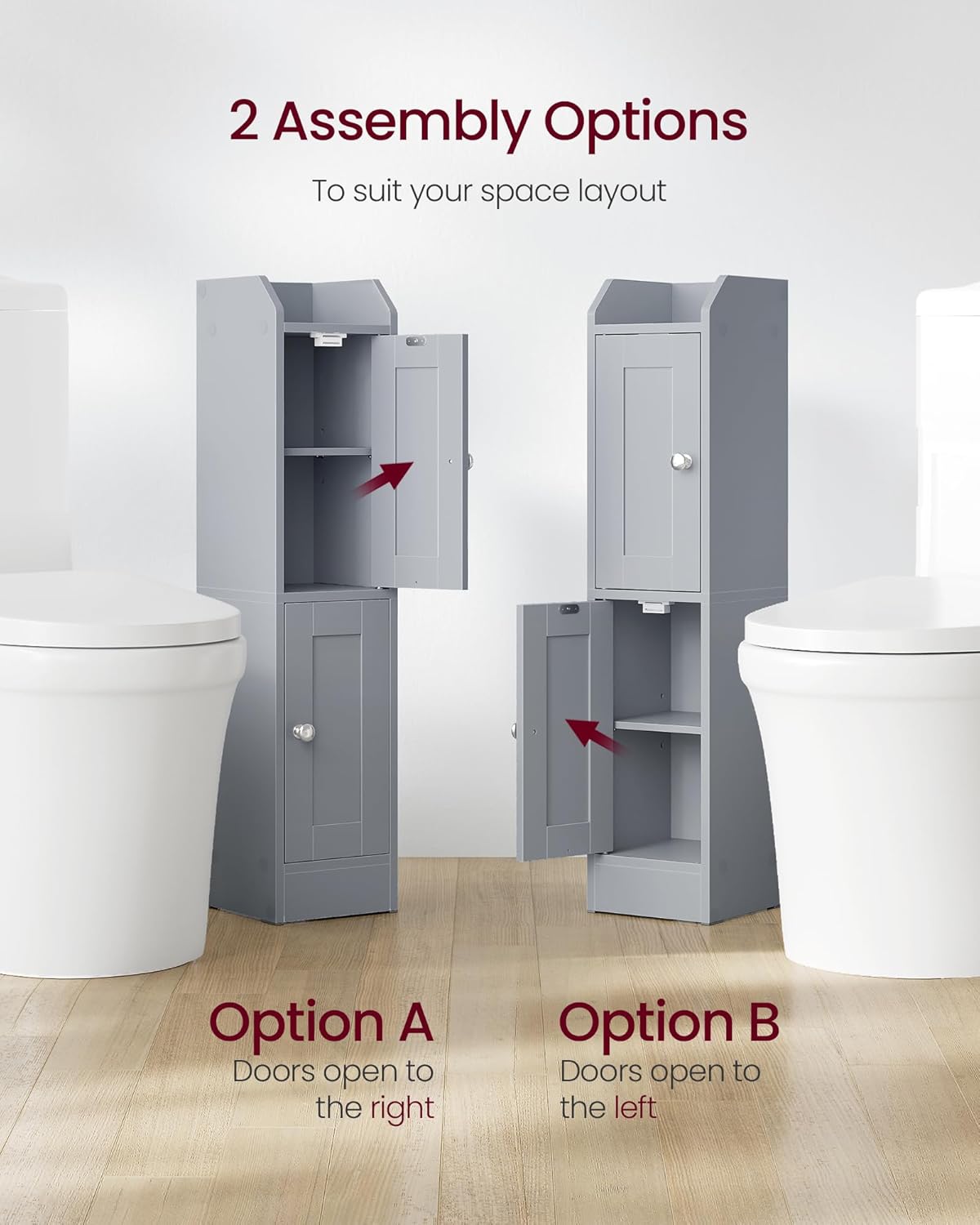 Slim Storage Cabinet with Reversible Doors