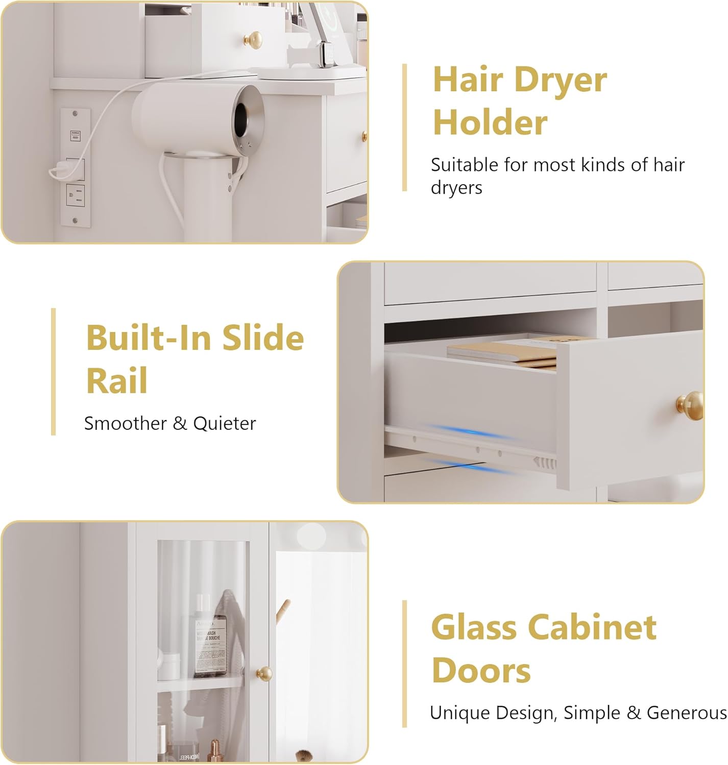 Makeup Vanity Desk with Mirror and Lights - Canva Home