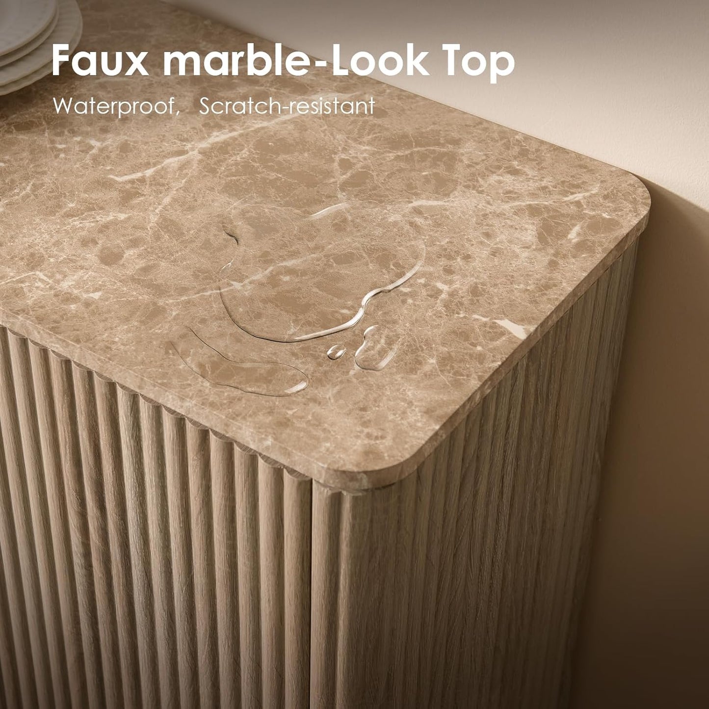 64" Fluted 4-Door Sideboard Cabinet - Canva Home