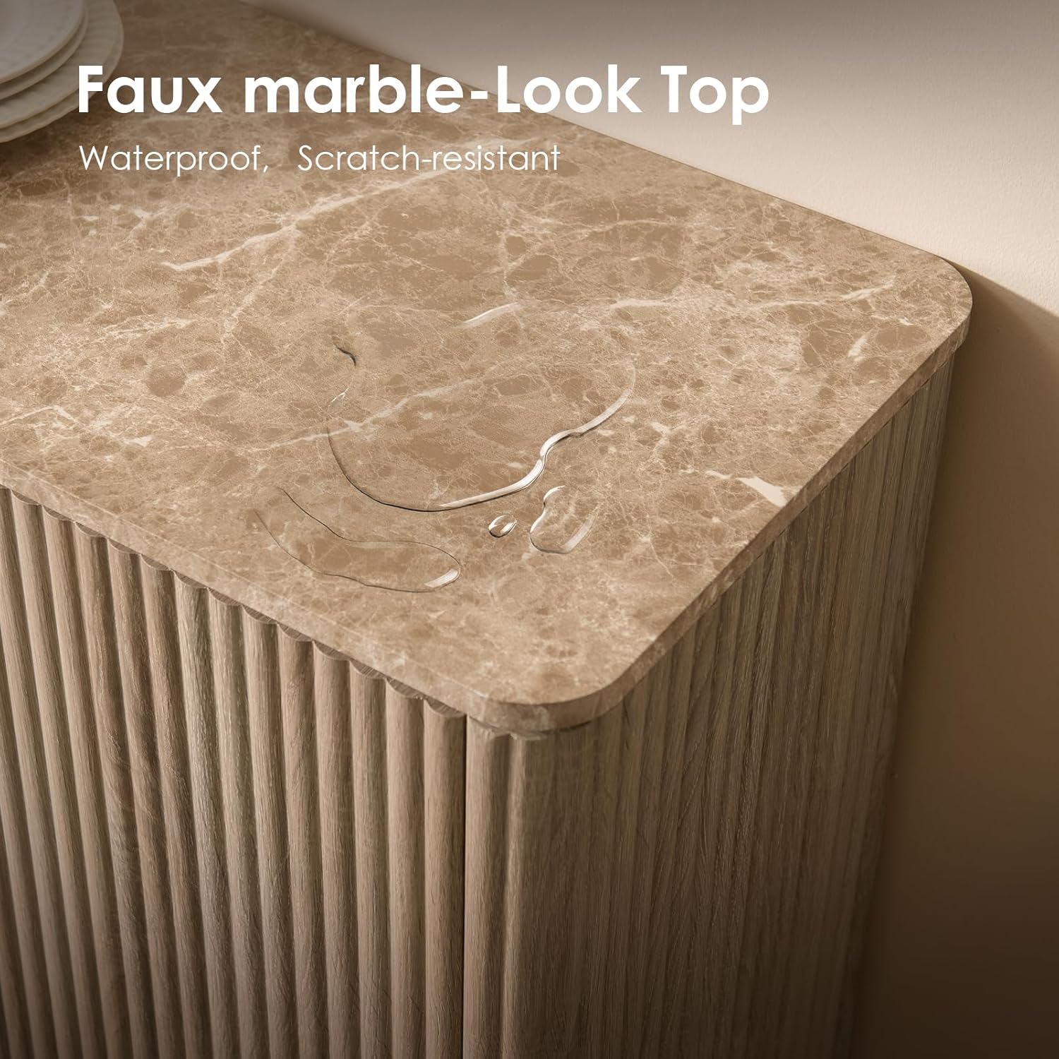 64" Fluted 4-Door Sideboard Cabinet - Canva Home