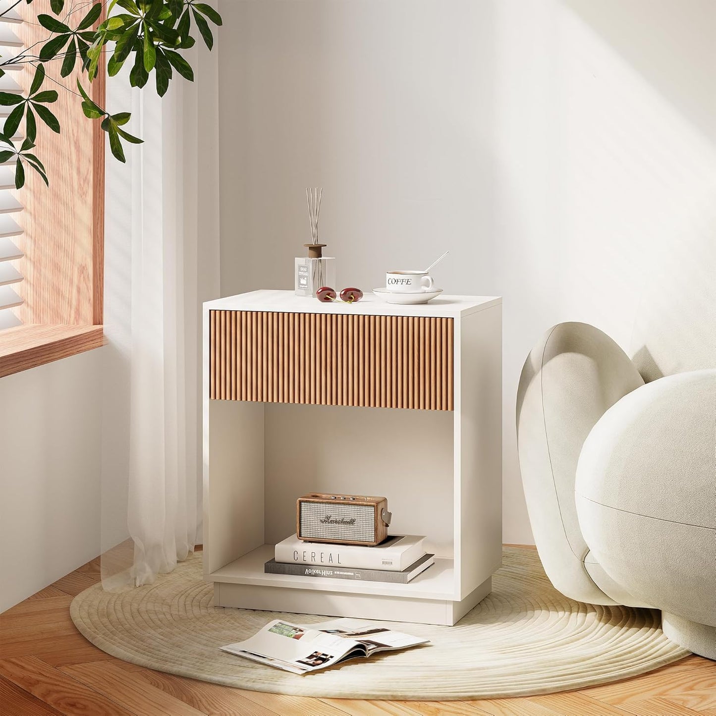 Modern Bedside Table with Drawer Set of 2 - Canva Home
