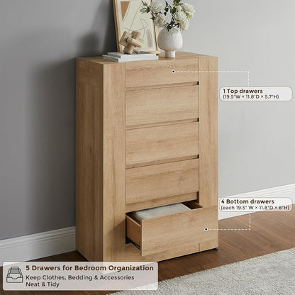 48" Modern 5 Drawers Dresser for Bedroom - Canva Home