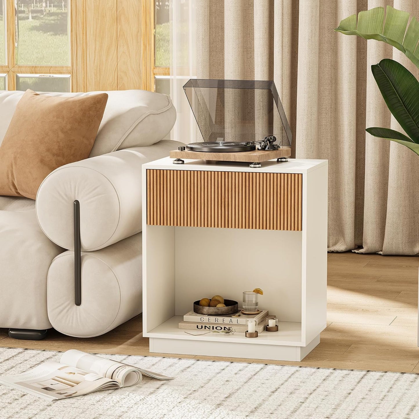 Modern Bedside Table with Drawer Set of 2 - Canva Home