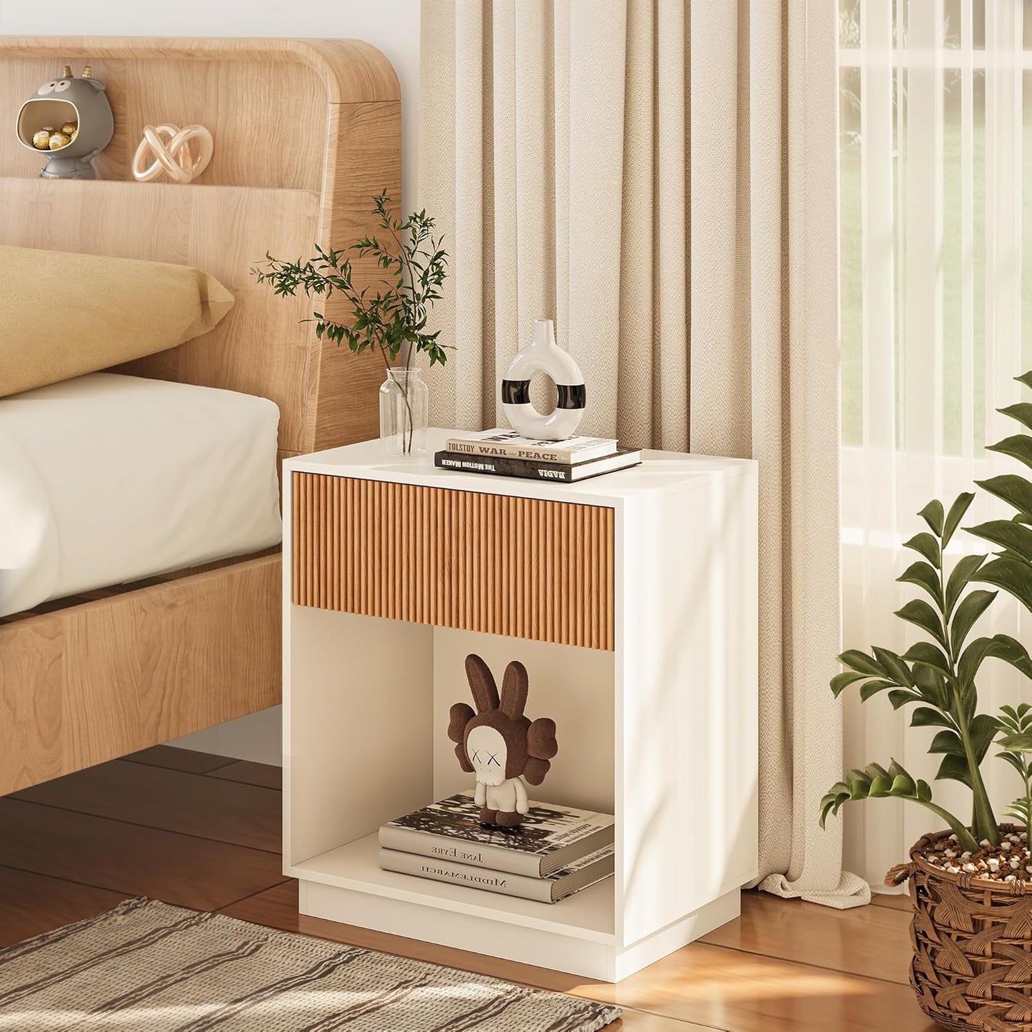 Modern Bedside Table with Drawer Set of 2 - Canva Home