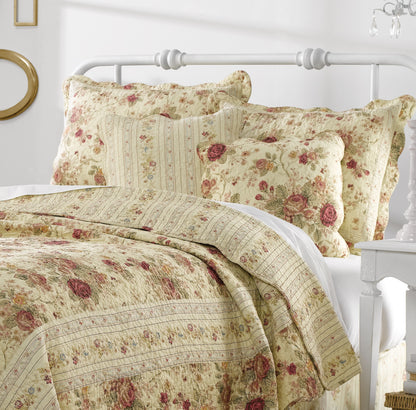 Antique Rose Reversible Cotton Quilt Set – King/Cal King
