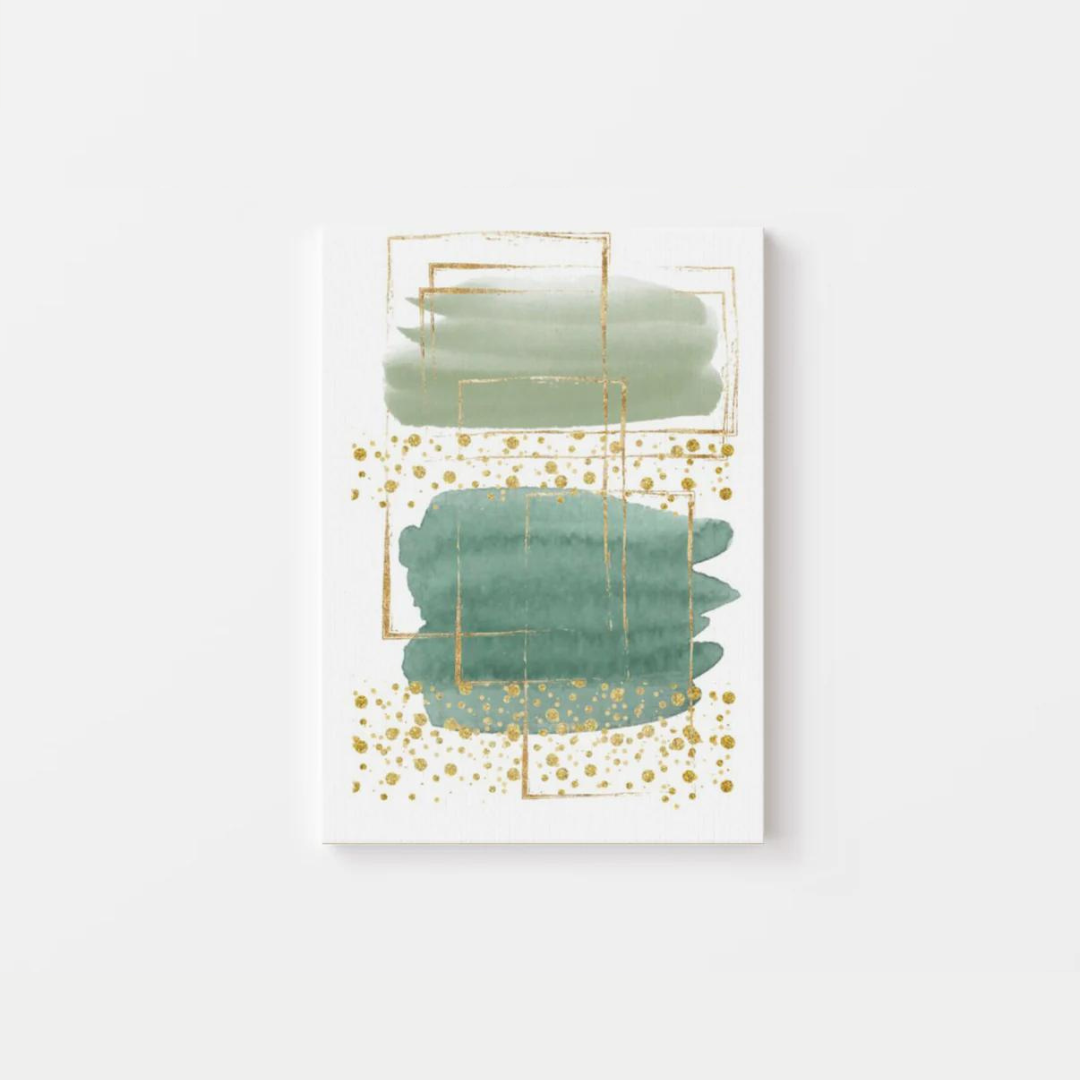 Abstract Green Gold Watercolour Canvas