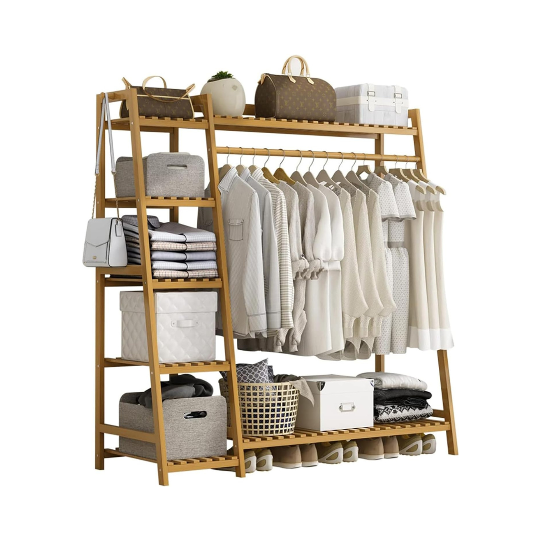 Large Duty Wood Wardrobe Clothes Rack