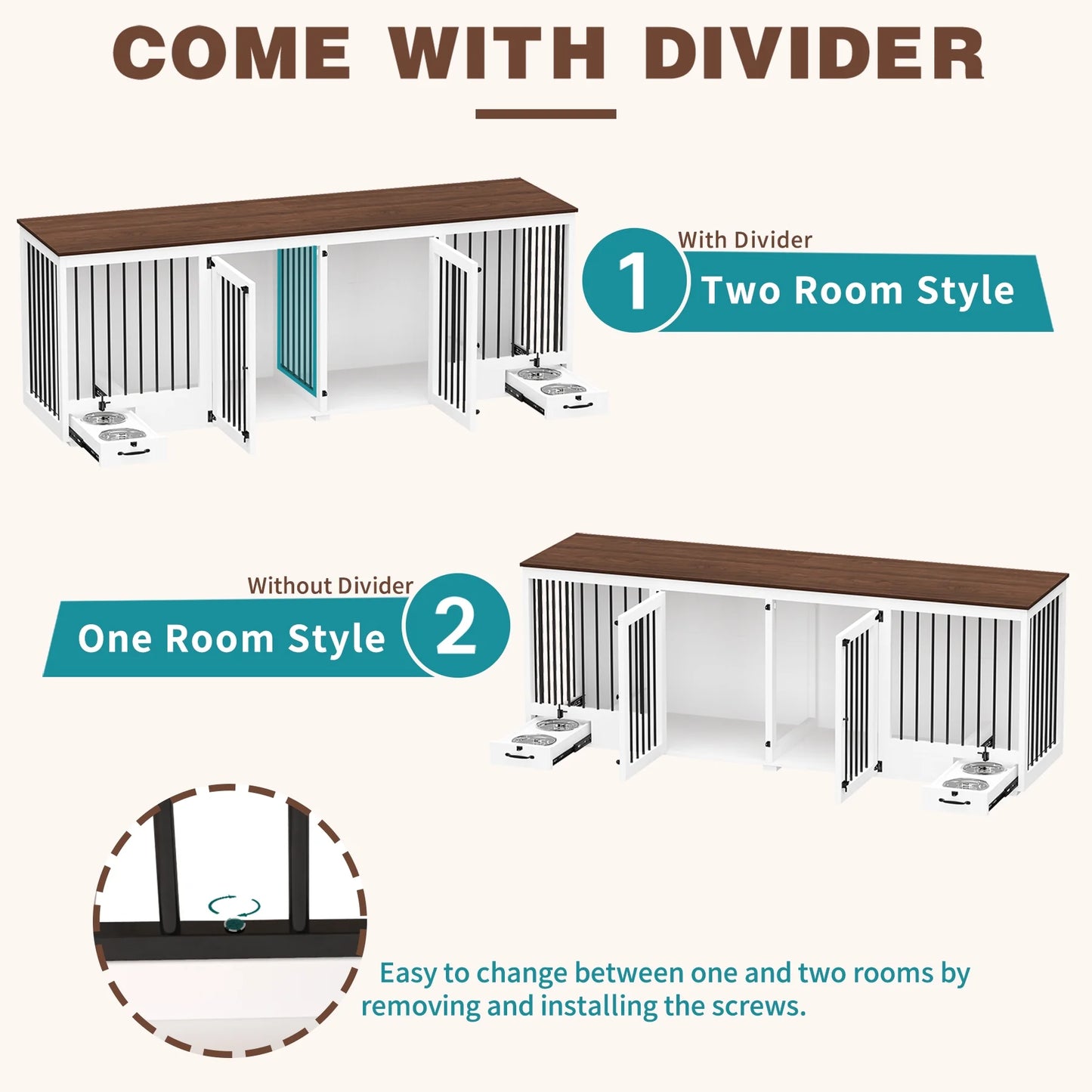 Angus Double Dog Crate Furniture For 2 Dogs