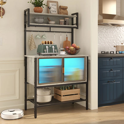 Macie Bakers Rack With Cabinet