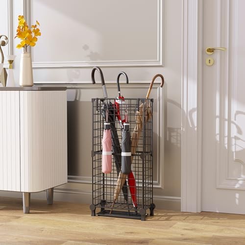 Clementine Metal Umbrella Stand with Drip Tray Black