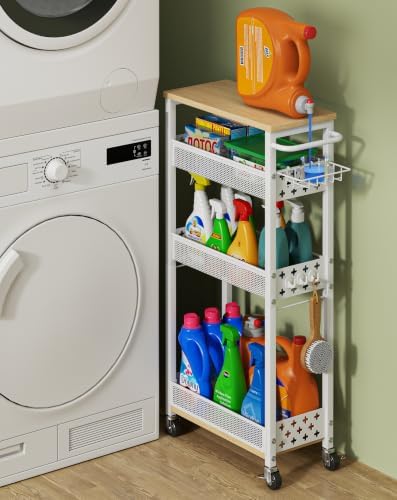 Odalys 4-Tier Slim Laundry Cart with Detergent Caddy