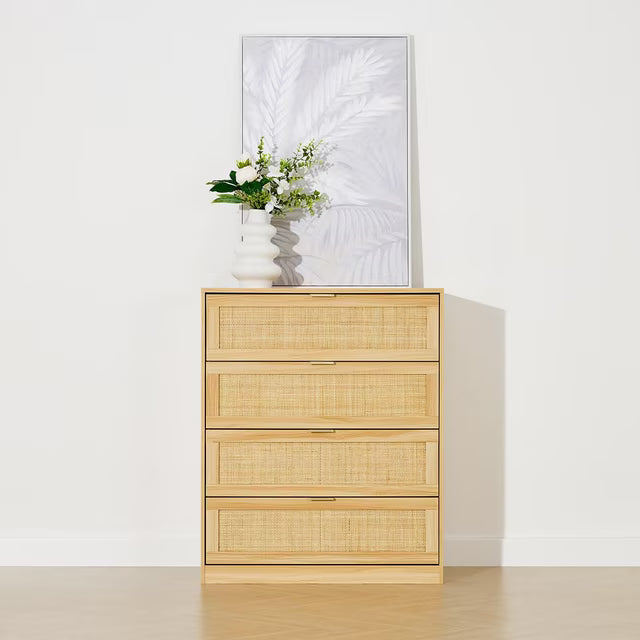Anko Fraser Rattan 4 Drawer Dresser, Natural