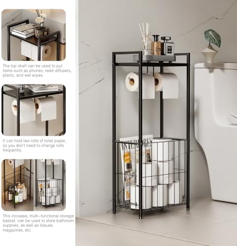 Lucille 3-in-1 Freestanding Toilet Paper Stand with Basket