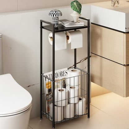 Lucille 3-in-1 Freestanding Toilet Paper Stand with Basket