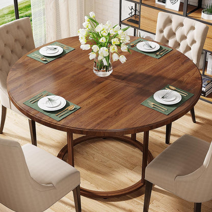 Frank Round Rustic Farmhouse Dining Table For 4