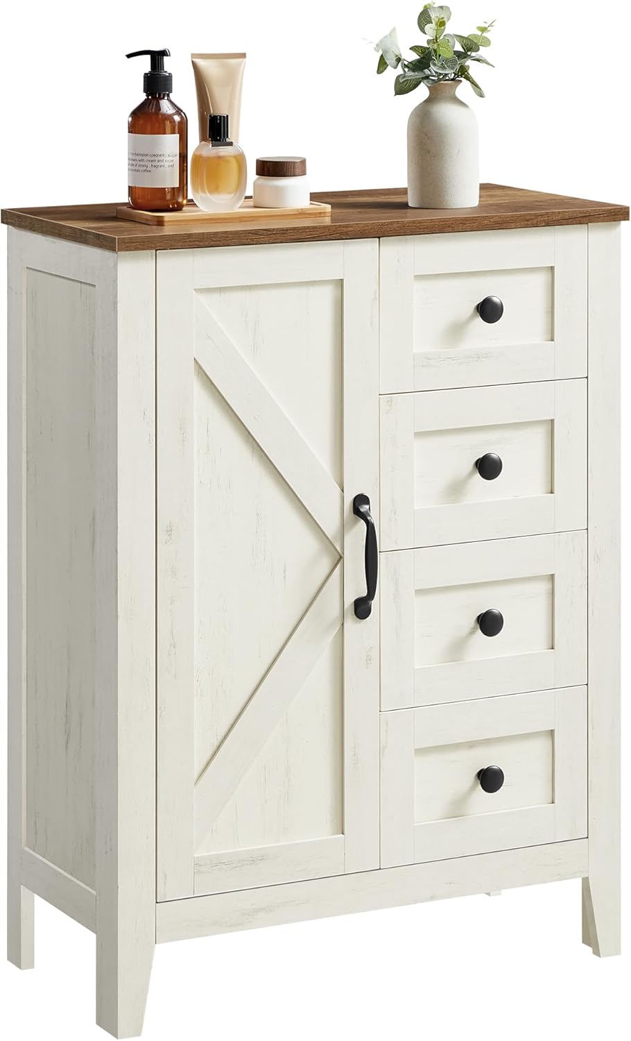Farmhouse Bathroom Floor Cabinet with 4 Drawers