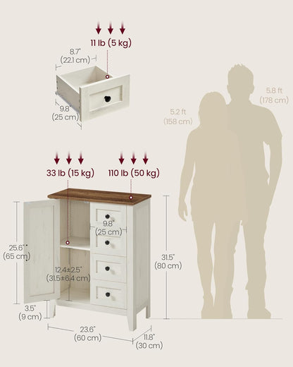 Farmhouse Bathroom Floor Cabinet with 4 Drawers