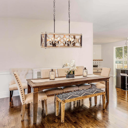 Rustic Gray Farmhouse Dining Room Chandelier