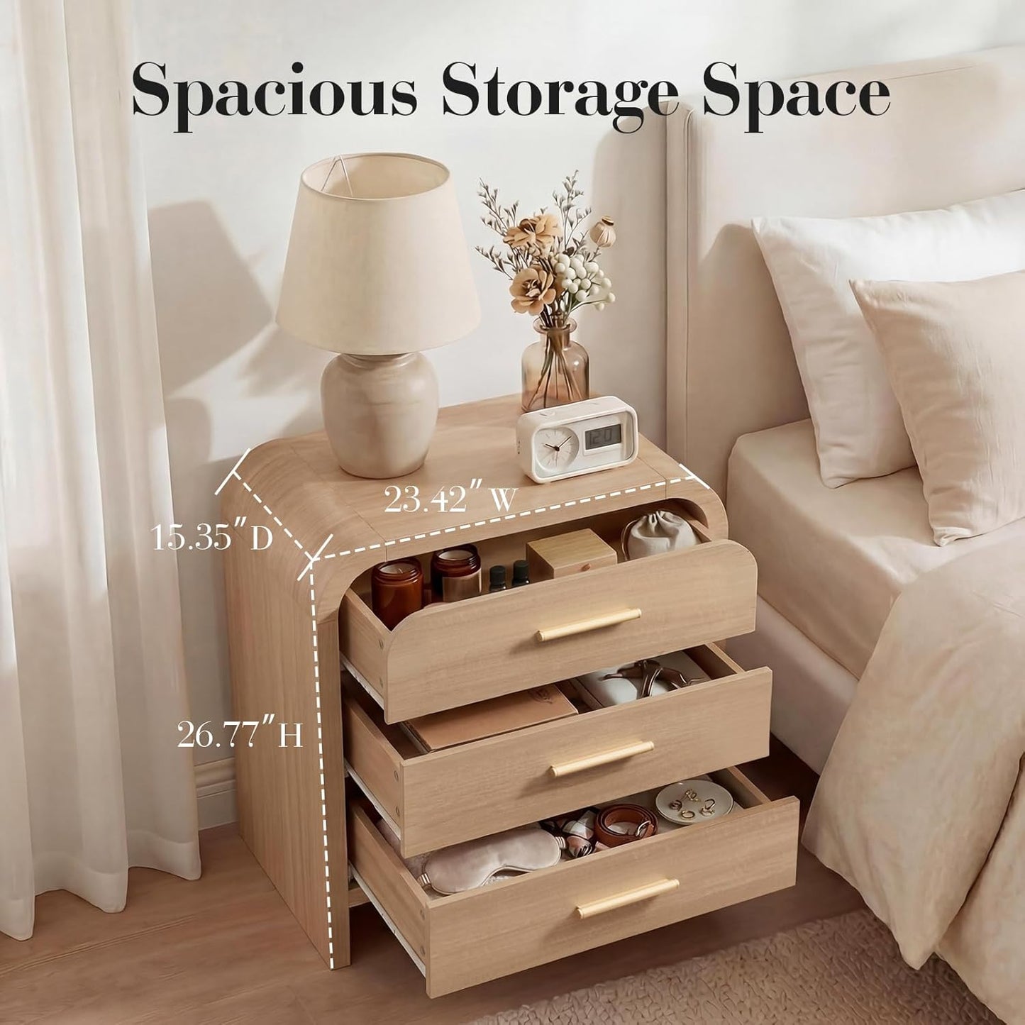 EliteSet 3-Drawer Nightstand - Canva Home