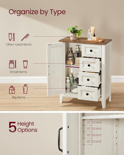 Farmhouse Bathroom Floor Cabinet with 4 Drawers