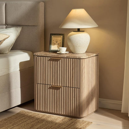 Fluted Nightstand Set of 2, 23" W Night Stand with 2 Drawers - Canva Home