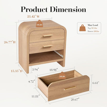 EliteSet 3-Drawer Nightstand - Canva Home