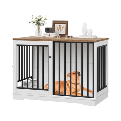 Mahir Large Dog Crate Furniture With Bowl