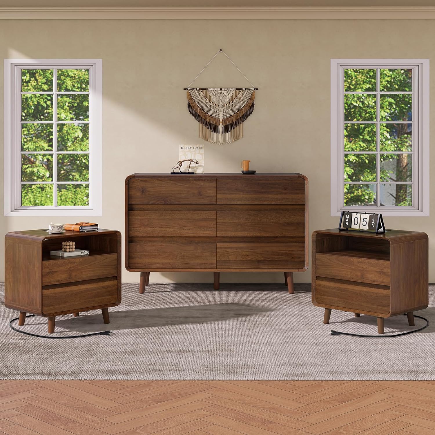 Nasonet Dresser and Nightstand Sets 3 Piece - Canva Home