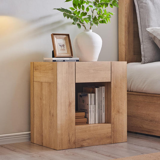 24" Large Bedside Table Modern Nightstand with Charging Station - Canva Home