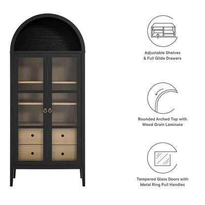 Coral Black Arched Storage Display Cabinet