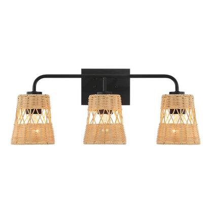 Ashcroft Furniture Three Lights Wall Sconce With Rattan Shade