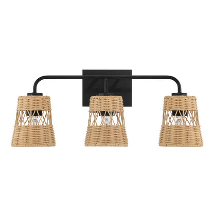 Ashcroft Furniture Three Lights Wall Sconce With Rattan Shade